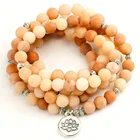 Женский браслет для йоги, натуральный матовый камень, Розовый Авантюрин, ювелирное украшение в виде дерева, крыльев лотоса, Очаровательное ожерелье Uniesx