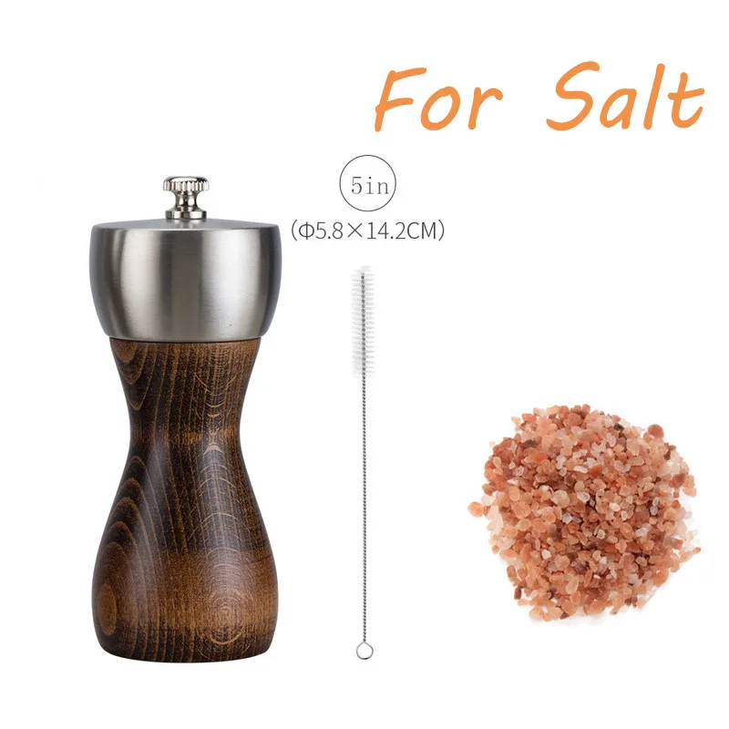 5 inches for salt TPUSNOK Премиум бук мельница для перца соль и перцемолки кухня морская соль черный перец помол специй инструменты TPA20 - Цвет: 5 inches for salt