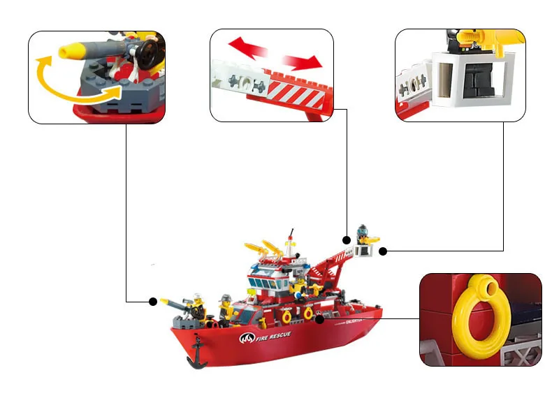 Просвещения Building Block Пожарная служба Multi-Функция огонь корабль 6 пожарные 359pcs-Without
