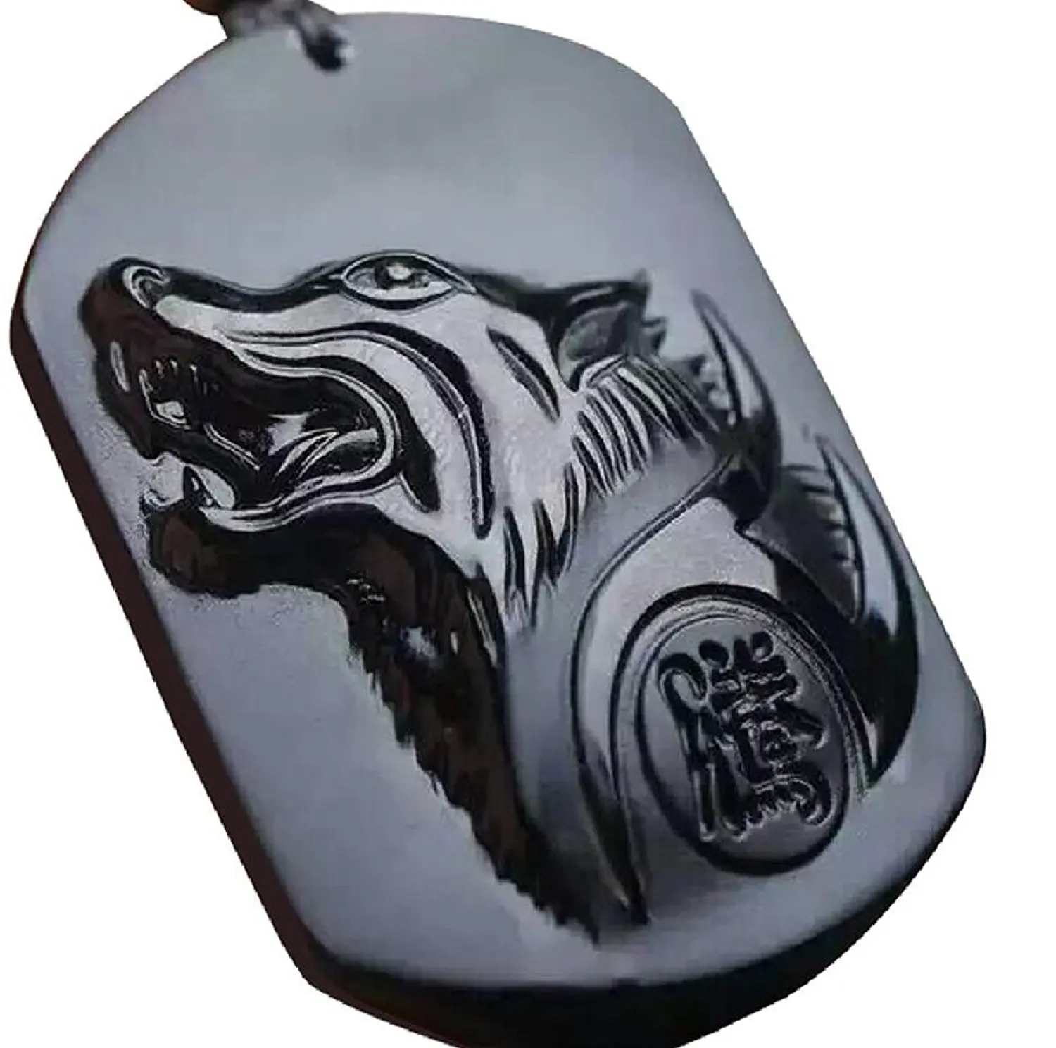 Чисто ручной работы Природные обсидиана Howling Wolf голову амулет Цепочки и ожерелья