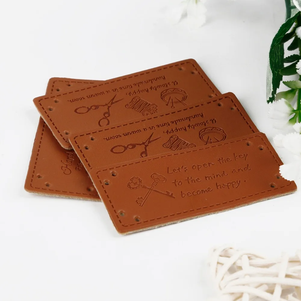 10 шт. этикетки из искусственной кожи с буквенным узором прямоугольная этикетка