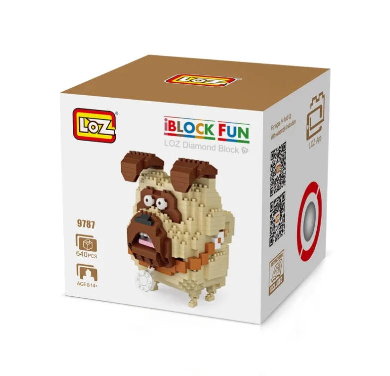 9787 with box LOZ мини строительные блоки мультфильм модель собаки питомца Померанский маленький бульдог аниме обучающие игрушки для пальцев подарок для мальчиков девочек - Цвет: 9787 with box