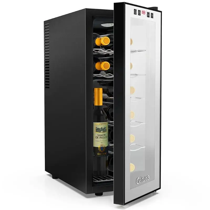 White LED 35L 12 bottles Electric Wine Cabinet Compressor Refrigerator Wine Cooler Wine Storage Cabinet Wine Cooler Cellar Wine Cooler - Цвет: White LED