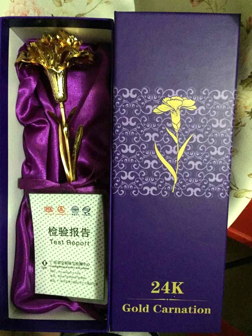 24k золотой цветок гвоздики идеальный праздничный подарок на день матери рождения