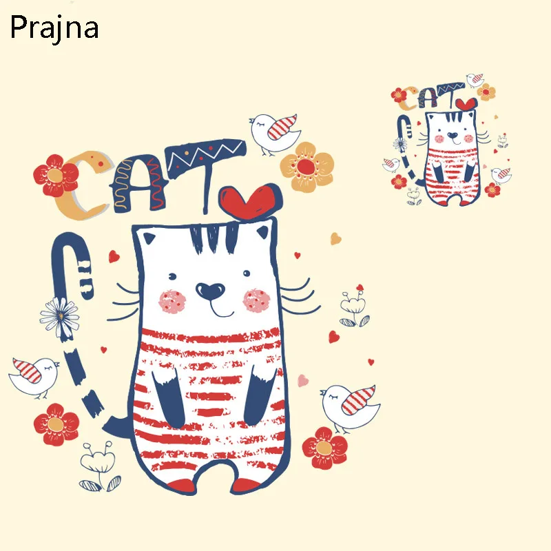 Prajna Железный перенос для одежды ткань футболок мультяшный Кот патч термо