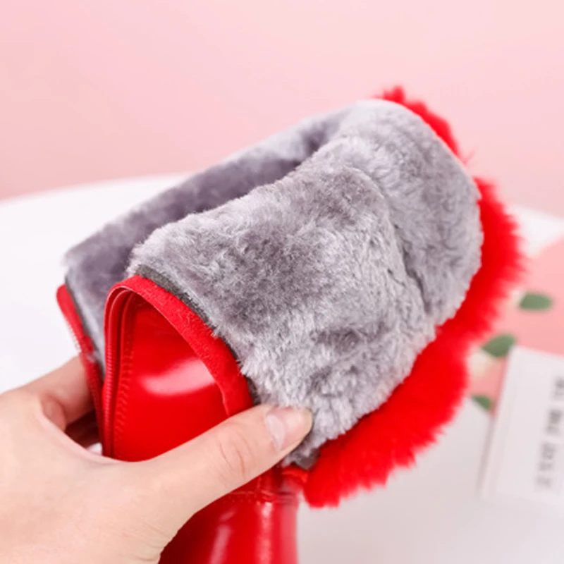 Высокие сапоги для девочек Высококачественная теплая зимняя обувь Нескользящие