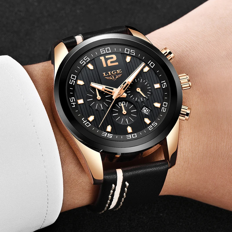 2019 LIGE мужские s часы лучший бренд класса люкс повседневные кожаные кварцевые