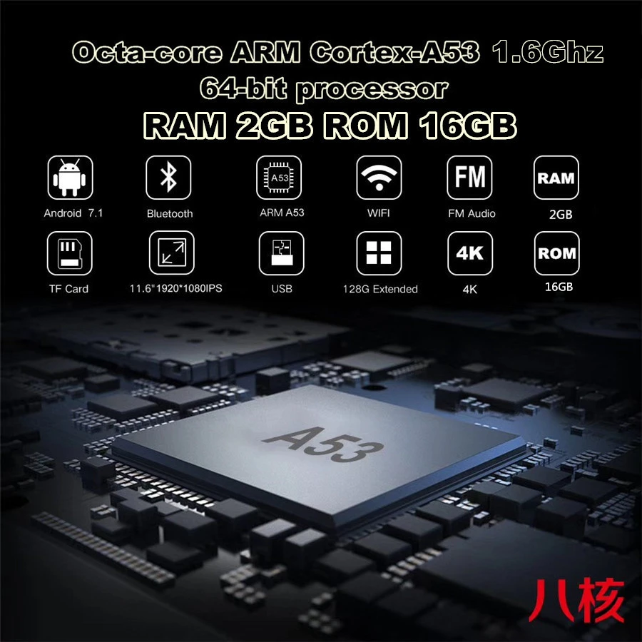 11," HD 1080P Android 7,1 ram 2GB rom 16GB Octa-core 1,6 GHz wifi 3g/4G BT Mirror Link OBD TPMS FM подголовник заднего сиденья мониторы