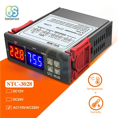 STC-3028 AC110V-220V SHT2000 STC-3028 AC 110V 220V DC 12V 24V цифровой регулятор температуры и влажности Термостат гигрометр - Цвет: STC-3028 AC110V-220V