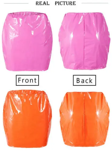 

Women Sexy Bright leather Bodycon Slim Micro Mini Skirt Party Clubwear Ladies PU Solid Mini Skirts Female Clothing