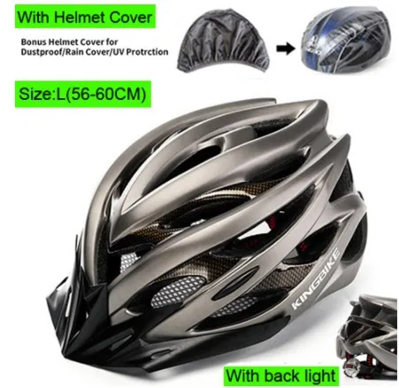 J-629-Titanium-L KINGBIKE велосипедный шлем велосипедного шлема дорожный велосипед для мужчин и женщин Casco Ciclismo горный велосипед Ultralight интегрально-Формованный со световыми велосипедными шлемами - Цвет: J-629-Titanium-L