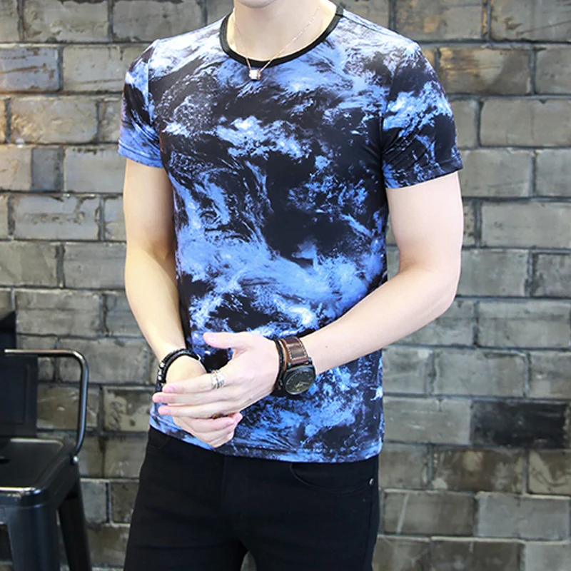 Футболка мужская с принтом круглым вырезом и коротким рукавом | Мужская одежда