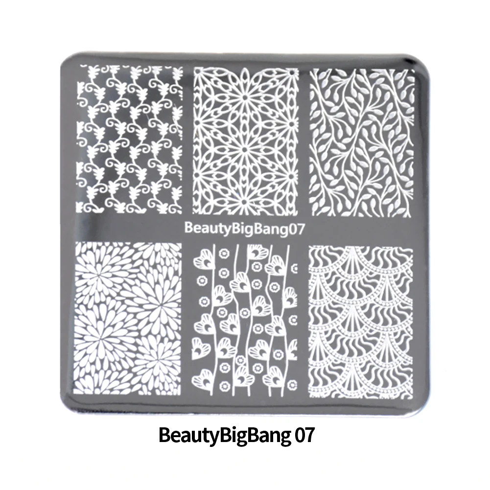 1 шт. BeautyBigBang 6*6 см квадратная штамповочная пластина цветочное кружево бабочка цветочный тематический узор дизайн ногтей для маникюрного инструмента 07-10 16