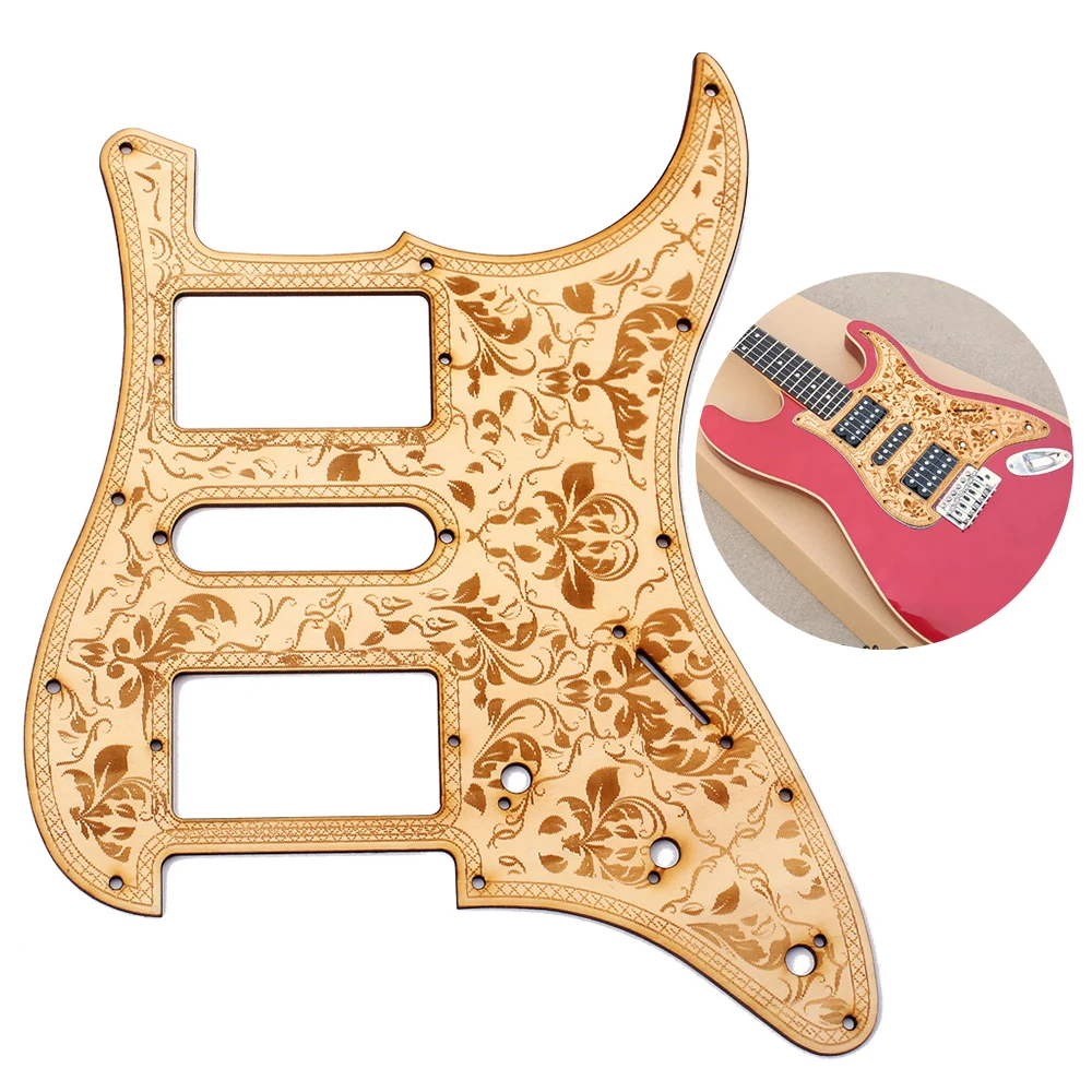 HSH деревянная Гитара Pickguard из кленового дерева с декоративным цветочным узором