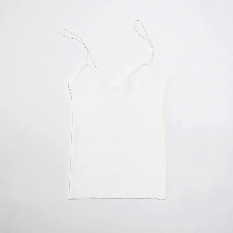 white Женские топы Camis High Street Трикотажная майка на бретельках Нижняя отделка топика Blusa - Цвет: white