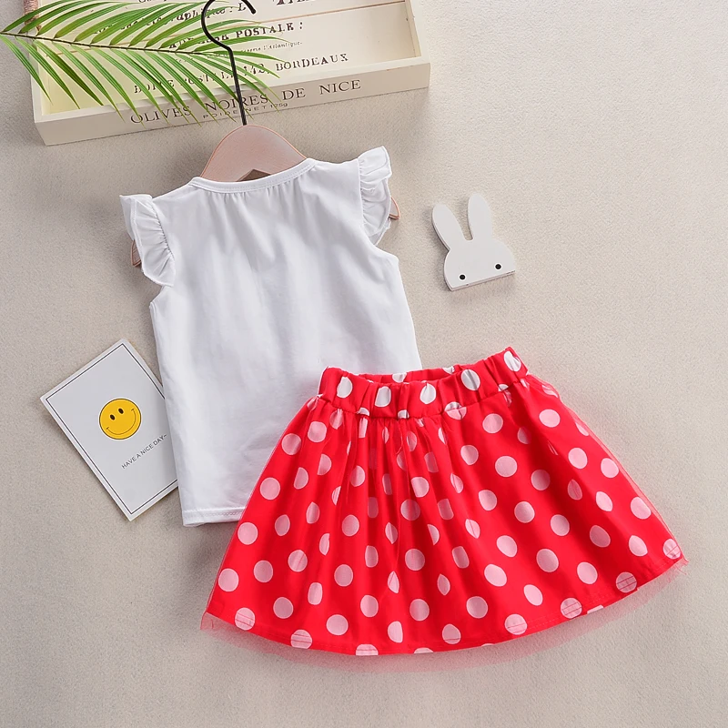 Комплект летней одежды для маленьких девочек Новинка 2019 года футболка в горошек