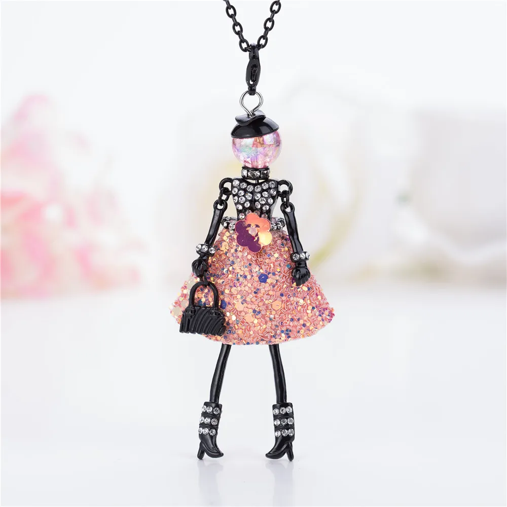 Женское Ожерелье с кристаллами ожерелье из СТРАЗА на длинной цепочке|doll