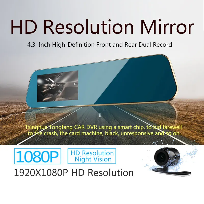 Full HD 1080P Car DVR Mirror Digital Video Recorder Auto Dvrs Dual Cameras Rearview Monitor night vision Rear Camera 720P |