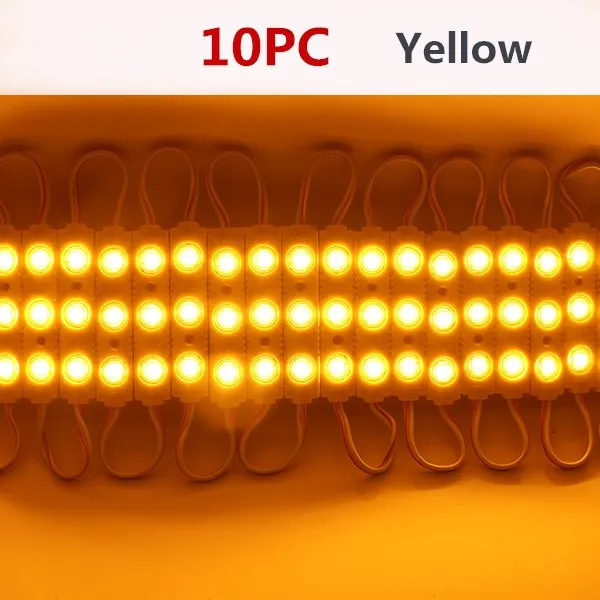 yellow 10pcs Супер яркий SMD 5054 светодиодный модуль Рекламный дизайн высокое качество светодиодный модуль освещение 3 светодиодный DC12V 1 шт. 5 шт. 10 шт - Цвет: yellow 10pcs