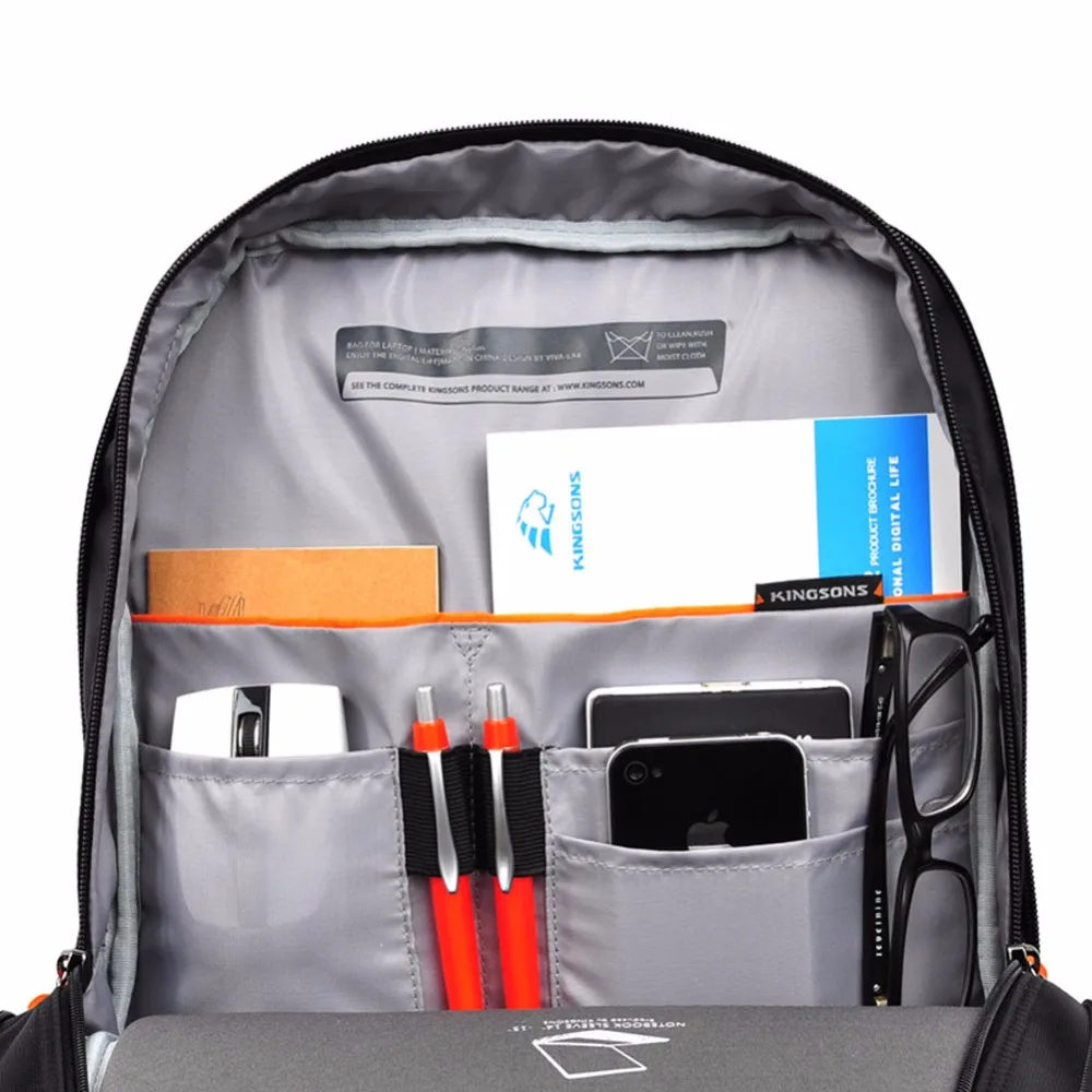 Kingsons Candy Black Laptop Backpack Man Daily Rucksack Travel Bag School Bags 14 inch  Women Bagpack Mochila Feminina