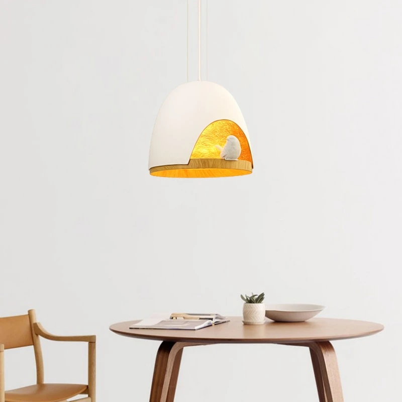 저렴한 북유럽 화이트 블랙 수 지 조류 Oiseau 펜 던 트 램프 조명 거실 침실 바 레스토랑 조명기구 서 스 펜 션 428