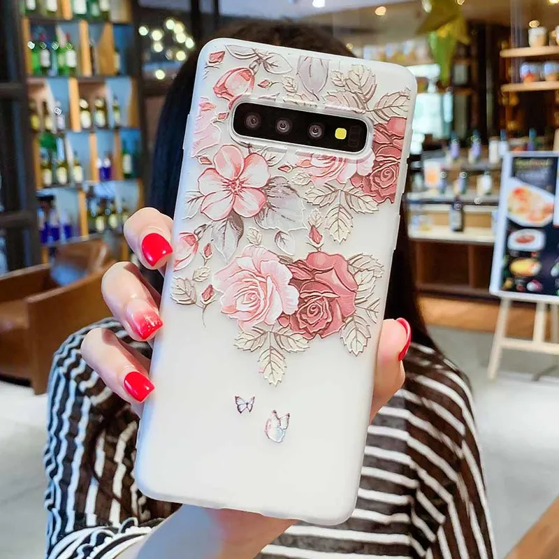 Relief Phone Cases For Samsung Galaxy S10Lite Case Florlal Silicon Cover A7 2018 A8 S10e A50 Matte TPU Coque | Мобильные телефоны и