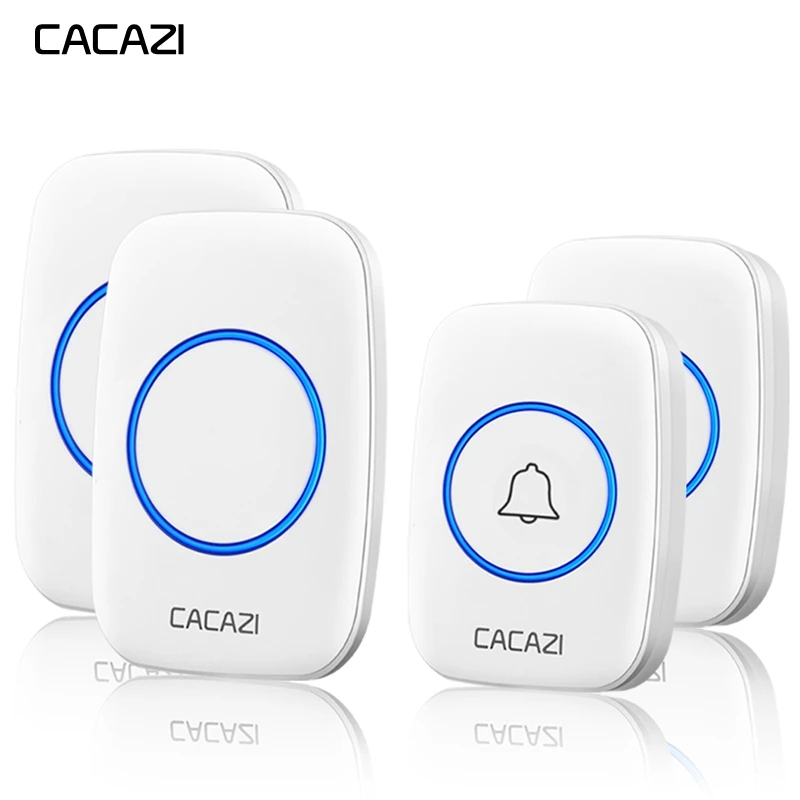 

CACAZI Waterproof Wireless Doorbell Battery 2 Transmitter 2 Receiver US EU UK AU Plug Intelligent Home Calling Ring Bell Chime