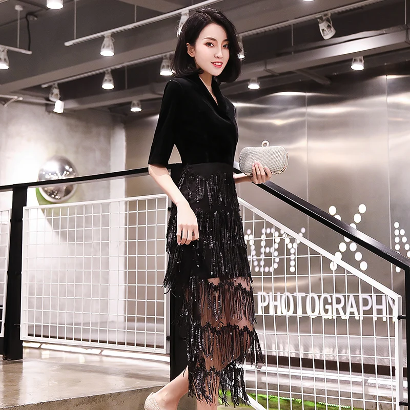 Weiyin 2019 короткое элегантное вечернее платье с v-образным вырезом Vestido Вечерние