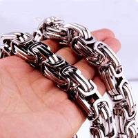 7 40 81215mm huge heavy 316l stainless steel silver color byzantine chain mens necklace fashion design