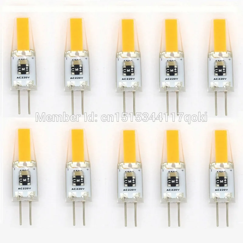 

4W G4 1505 COB AC220V 400-500LM Warm White Cool White or Natural White Decorative Waterproof LED Bi-pin Lights wholesale 10PCS