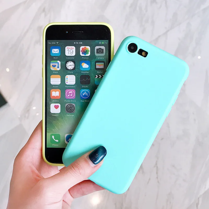 Ультратонкий однотонный чехол для iPhone 8 7 6 6S Plus мягкий силиконовый из ТПУ X XS Max XR