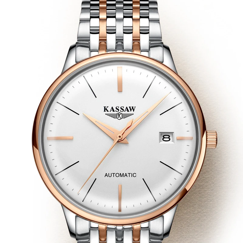 Швейцария cassaw мужские часы люксовый бренд Perpetual Calender Авто Механические Мужские часы Сапфировая кожа Relogio Masculino - Цвет: K866GC