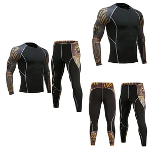 Спортивный костюм мужской из 2 предметов, Брендовое нижнее белье с базовым слоем, компрессионная рубашка для смешанных боевых искусств, комплект из рашгарда