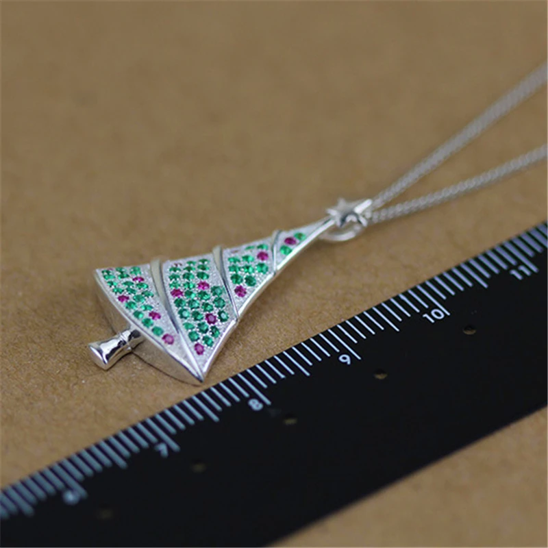 новинка елка подвески с стразы реального чистого стерлингового серебра 925