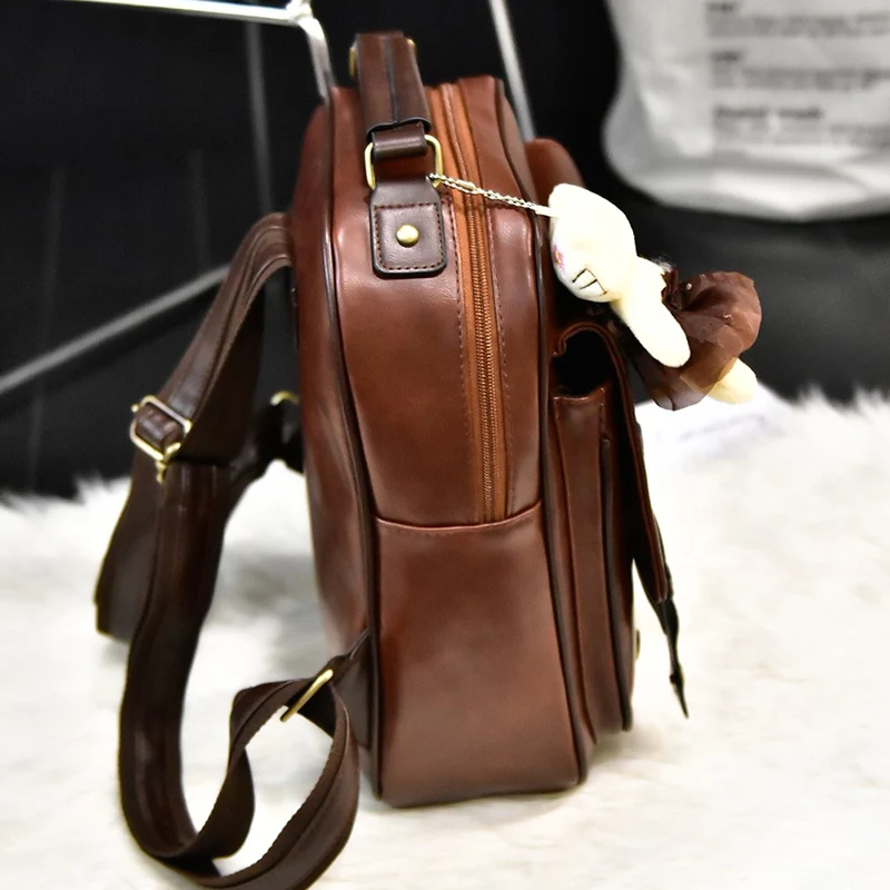 Women Female Brand Back Pack College Style Leather Backpack School Back pack Vintage Student Schoolbag Retro Rucksack Square