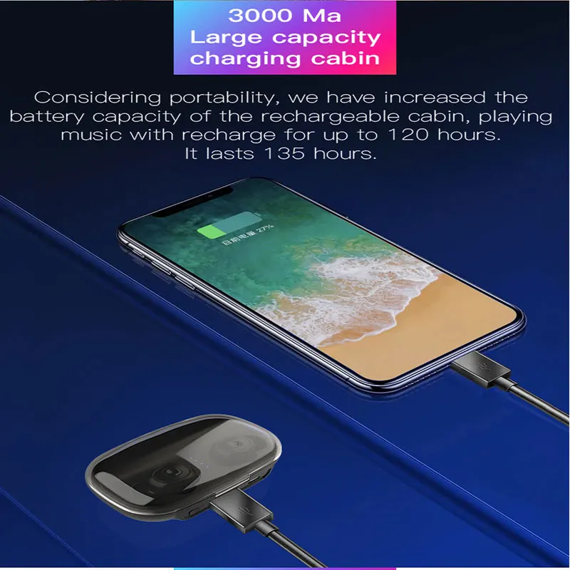 TIANENHUI Bluetooth наушники 5,0 TWS наушники шумоподавление Беспроводная гарнитура 6D стерео наушники микрофон 3000 мАч зарядная коробка