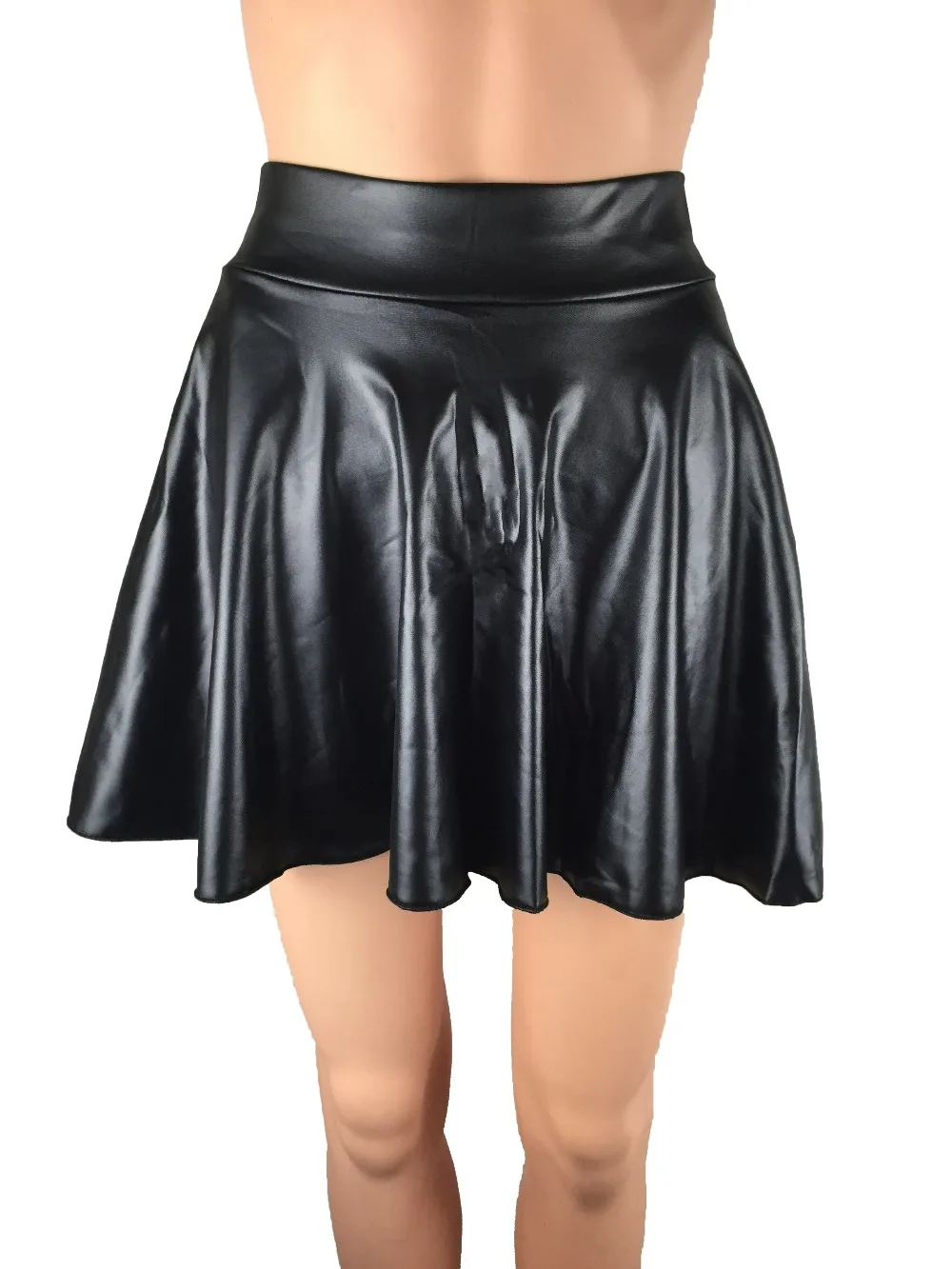 Падение доставка 4 Цвет S Новый Высокая Талия Искусственная кожа Конькобежец Flare