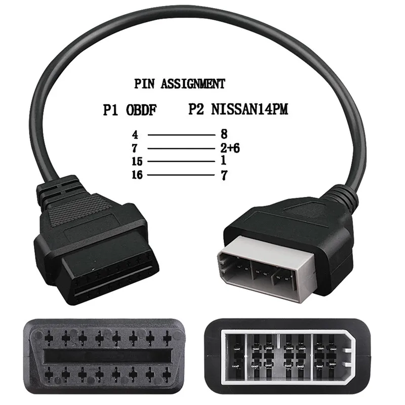 OBD кабель OBD2 для Nissan диагностический инструмент с 14 разъемами штекер на 16