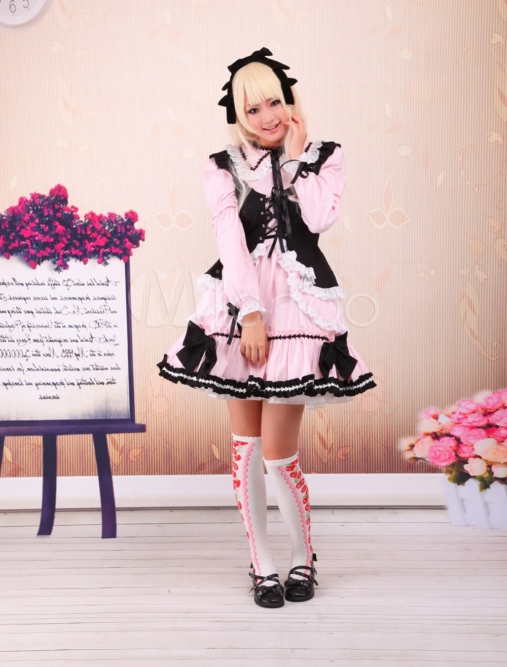 

Cotton Long Sleeves Ruffles Cosplay Lolita Dress