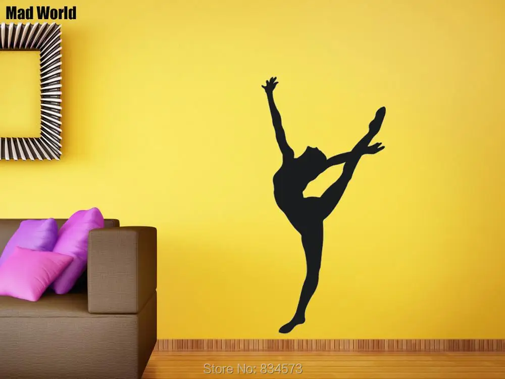 GYMNAST Girl Silhouette Gymnastics Sports Wall Art Stickers Decals Home DIY Decoration Removable Room Decor | Дом и сад