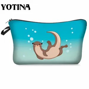 Сумка для макияжа Yotina, женская косметичка с разноцветным рисунком, объемная печать, косметичка для путешествий, органайзер для макияжа