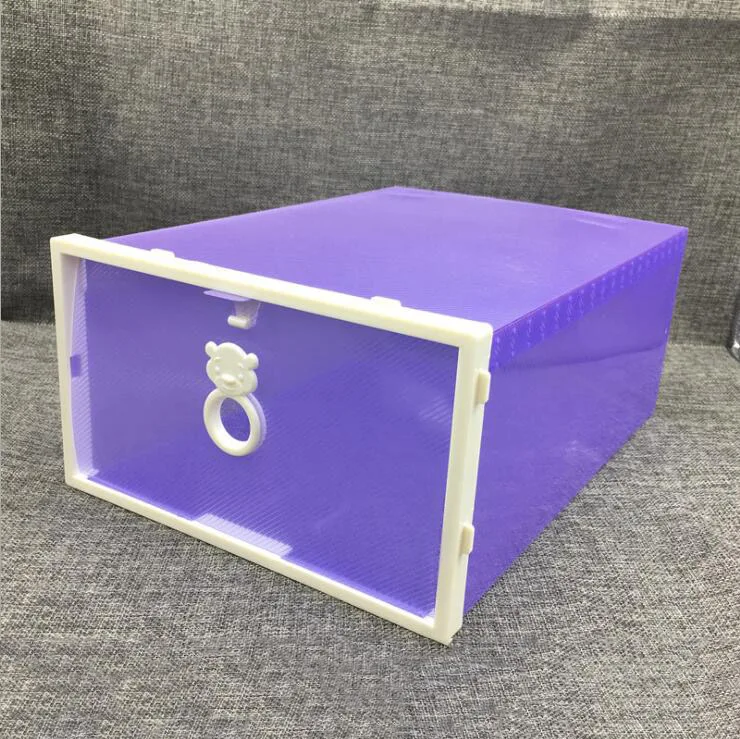 31X22X13cm 4 шт./компл. утолщенной Шлепанцы прозрачный раздвижные двери чехол Пластиковые обувные коробки стекируемые складная коробка для хранения Коробка органайзер для хранения обуви - Цвет: 31X22X13cm