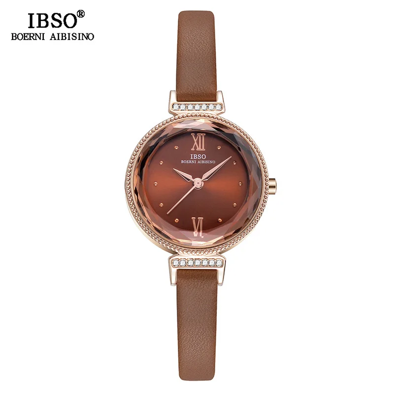 Коричневый IBSO новые роскошные женские кварцевые часы для женщин Relogio Feminino часы модные женские наручные часы женские часы Montre Femme - Цвет: Коричневый
