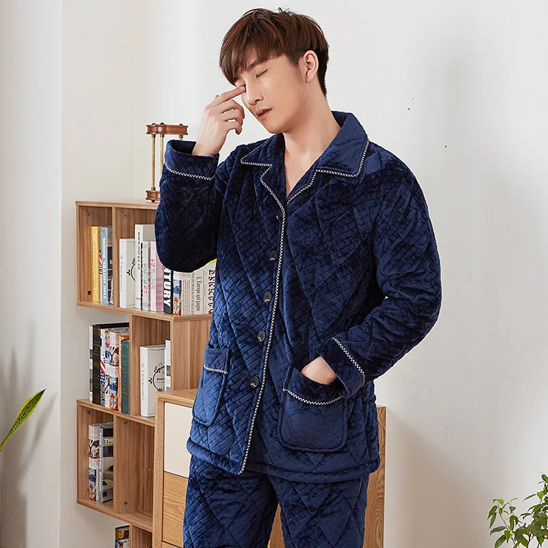 J & q/Новые пижамы Hombre Invierno зимняя Пижама Pyama Mannen однотонная Домашняя одежда