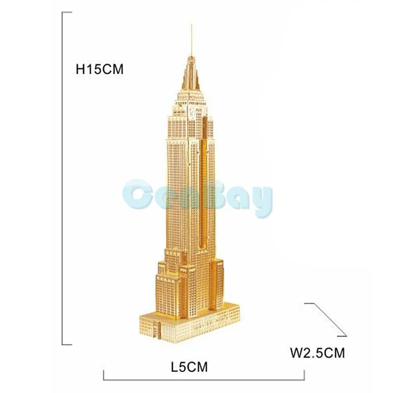 EMPIRE STATE BUILDIN PieceCool Золотой 3D металлический пазл собранная архитектурная модель Лобзики DIY знаменитая конструкция 3D модели для детей игрушки и подарок - Цвет: EMPIRE STATE BUILDIN