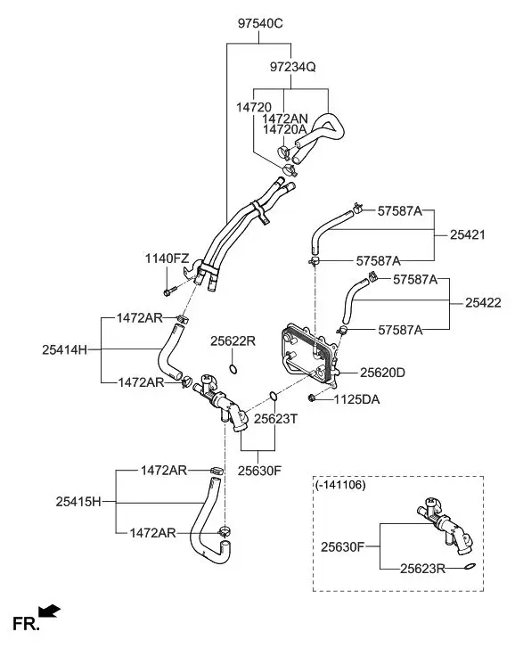 Трансмиссионный масляный охладитель-клапан 25630-1U500 для 13-19 hyundai водяной