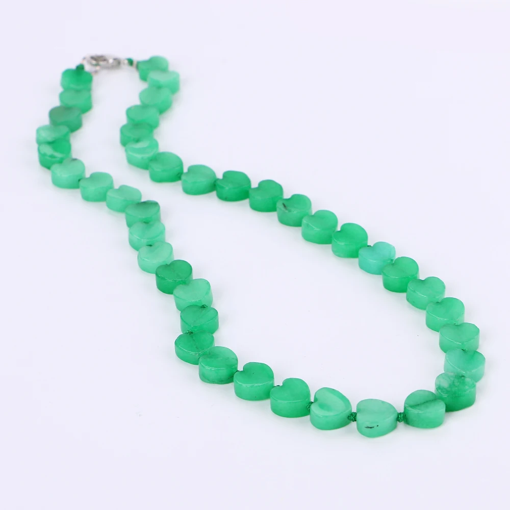 Yumten Green Chalcedony Necklace Power Stone Love Heart Crystal Women Jewelry Chain Csgo Collana Bijuteria Anime Wholesale 5 PCS | Украшения