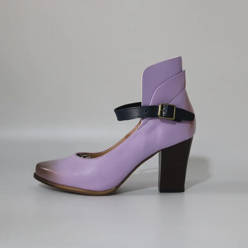 purple EOEODOIT/сезон лето-осень; кожаные туфли-лодочки; женские босоножки на высоком массивном квадратном каблуке; повседневная женская обувь с острым носком и закрытым носком размера плюс - Цвет: purple