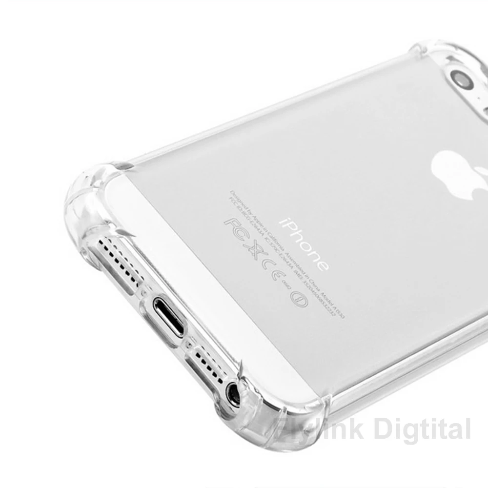 Мягкий ударопрочный чехол из ТПУ для iphone 5 6 7 8 plus прозрачный силиконовый с полным