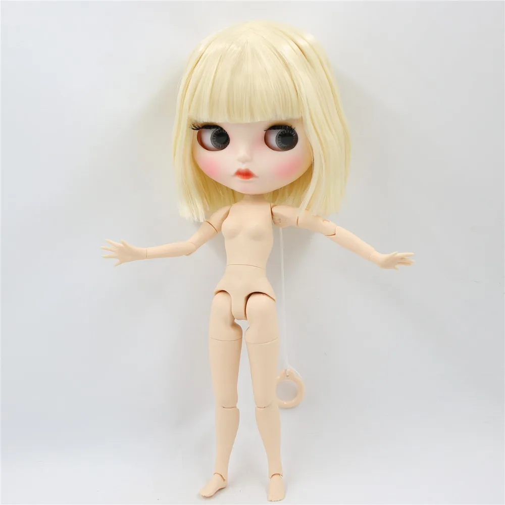 

ICY DBS Blyth doll 1/6 bjd white skin joint body short blonde hair matte face Carved lips with eyebrow 30cm articulated doll toy